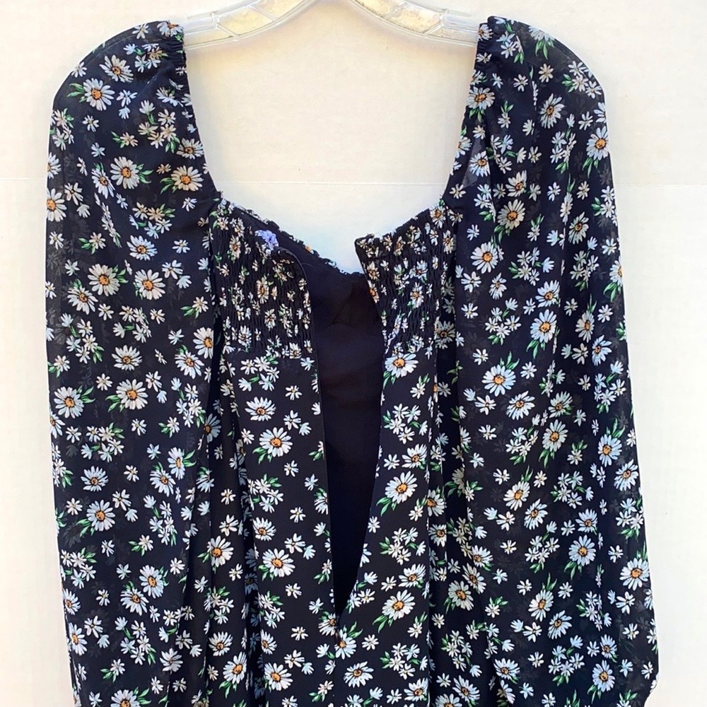 Princess Polly Womens Size 0 Delaney floral black mini dress balloon sleeves - Picture 10 of 11